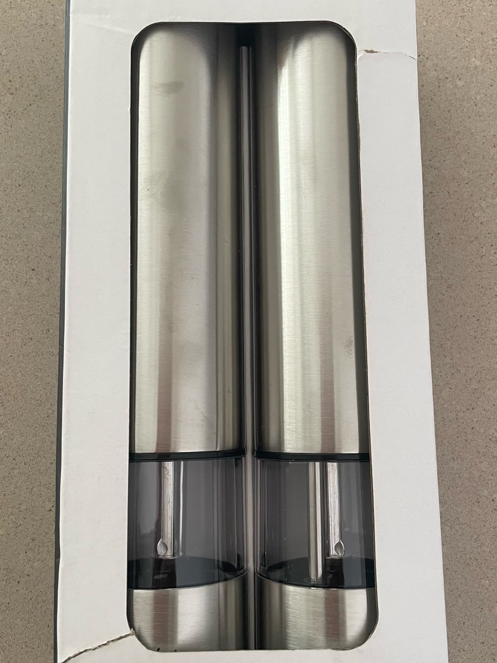 Sur La Table Stainless Steel Salt and Pepper Grinder Set - Silver and Clear